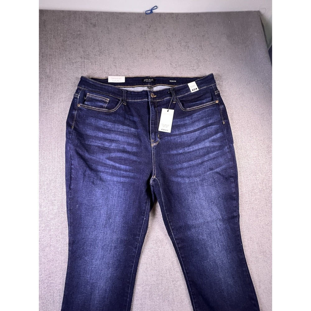 Judy Blue Jeans Women's 22W Blue Skinny‎ Fit Boho City Preppy Dark Wash NWT - Picture 2 of 16